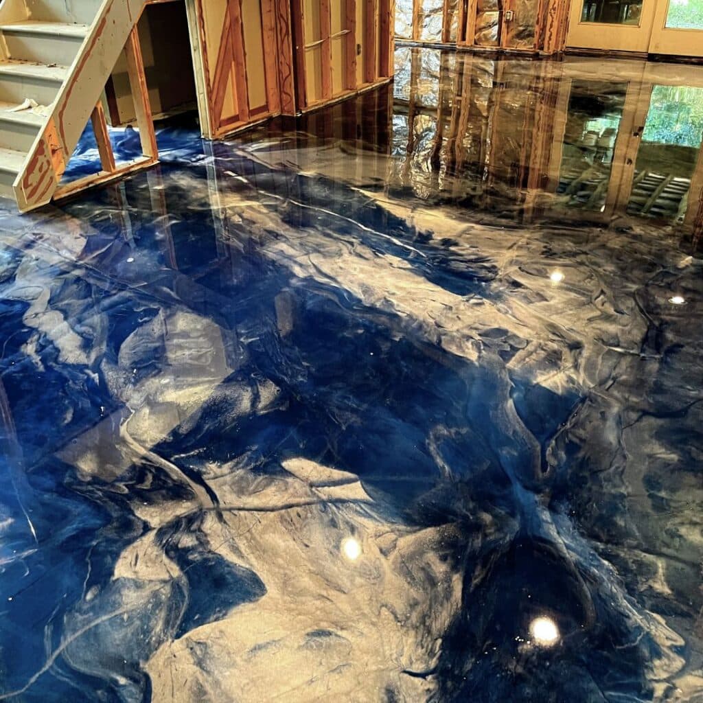 blue white metallic epoxy