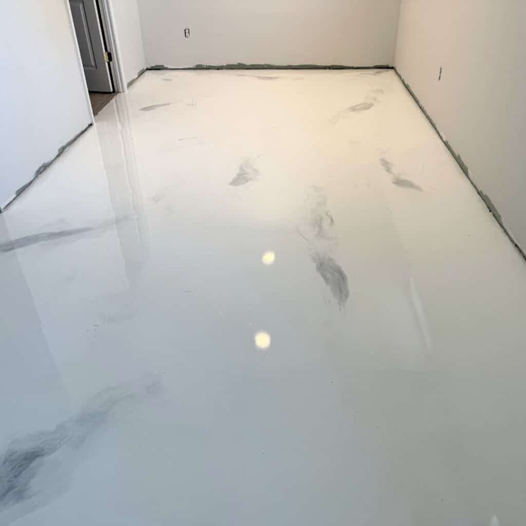 white marble basement epoxy