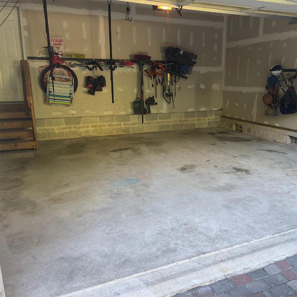 epoxy garage with tools