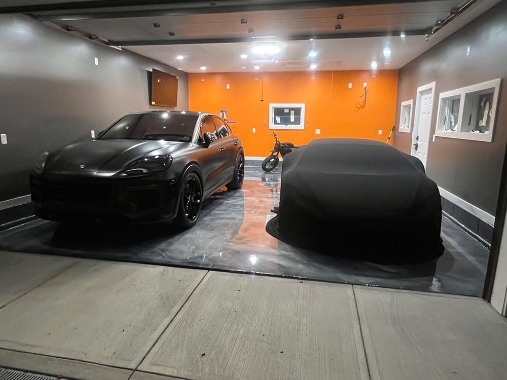 Metallic Garage with Cars